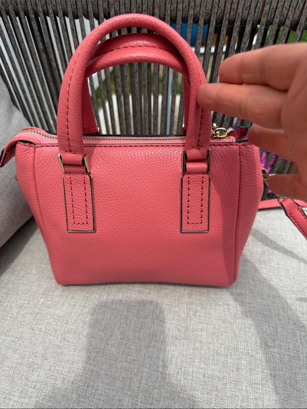 kate spade Coral Pink Pebbled Leather Mini Crossbody Bag NWOT - Picture 4 of 8